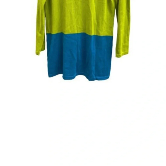 Joan Rivers Color Block‎ Boyfriend Cardigan Size S Lime Turquoise Colorblock New - Picture 5 of 6